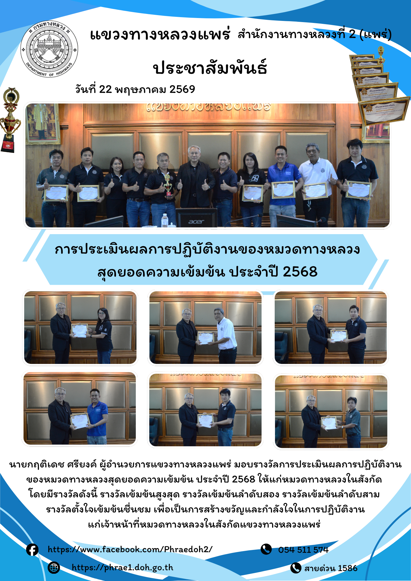 การประเมินผลการปฏิบัติงานของหมวดทางหลวง สุดยอดความเข้มข้น ประจำปี 2568